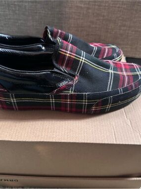 Vans Black & Red Plaid Slip-On Flats